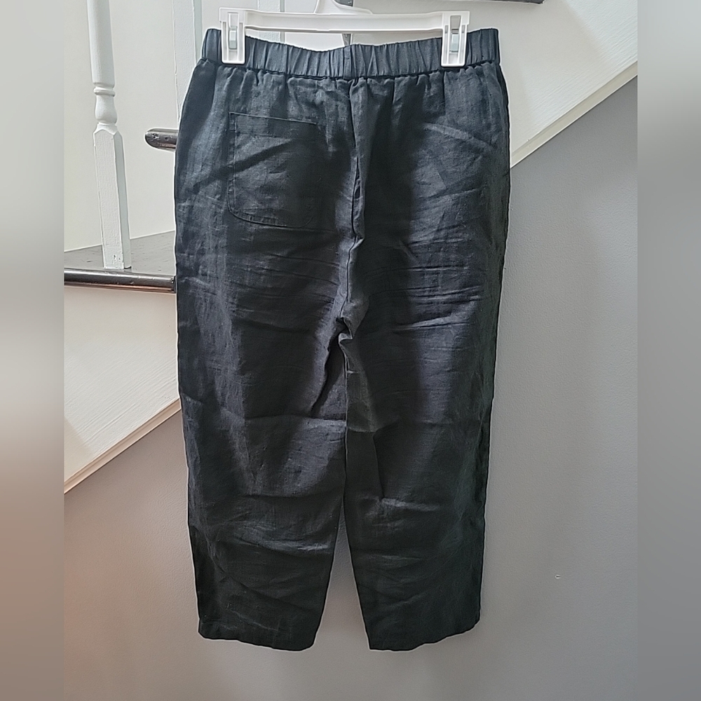 Quince Women's 100% European Linen Straight Leg Pants Black Size S Pockets - Picture 4 of 6